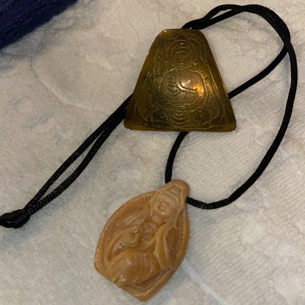 Goddess charm necklace and Buddha scarf holder